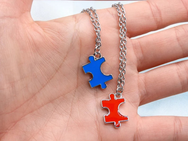 Lot de 4 Colliers D'amitié - Puzzle - BFF - Best Friends Forever - Amitié - Pendentif et Chaine Argenté À Partager