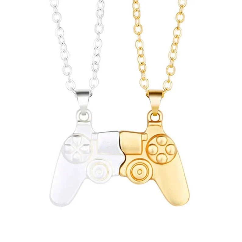 Set of 2 Friendship Necklace Chains - Game Console Controller - BFF Best Friends Forever - Fantasy - Magnetic Pendant - Couple Lovers