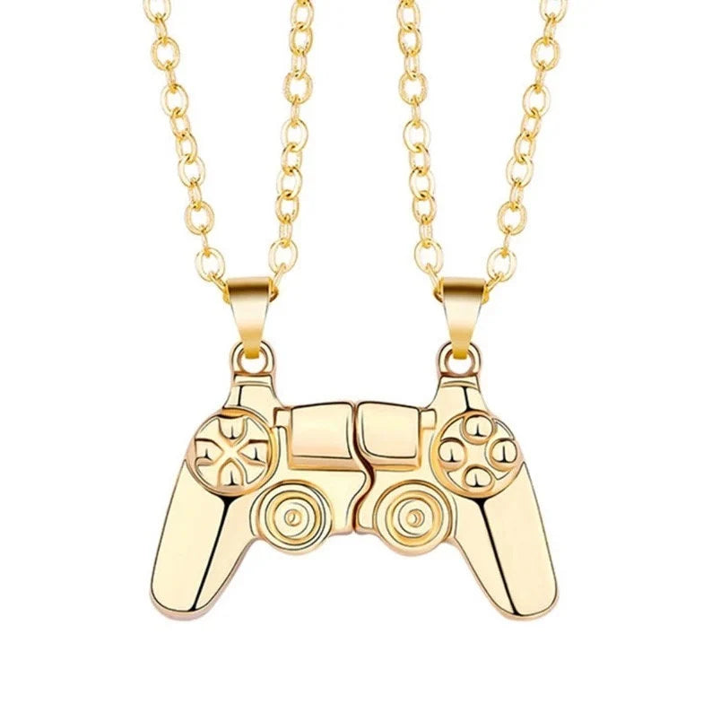 Set of 2 Friendship Necklace Chains - Game Console Controller - BFF Best Friends Forever - Fantasy - Magnetic Pendant - Couple Lovers