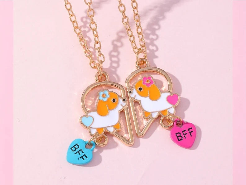 Lot de 2 Colliers D'amitié - Chiots - BFF - Best Friends Forever - Amitié - Chien - Cœur - Mignon