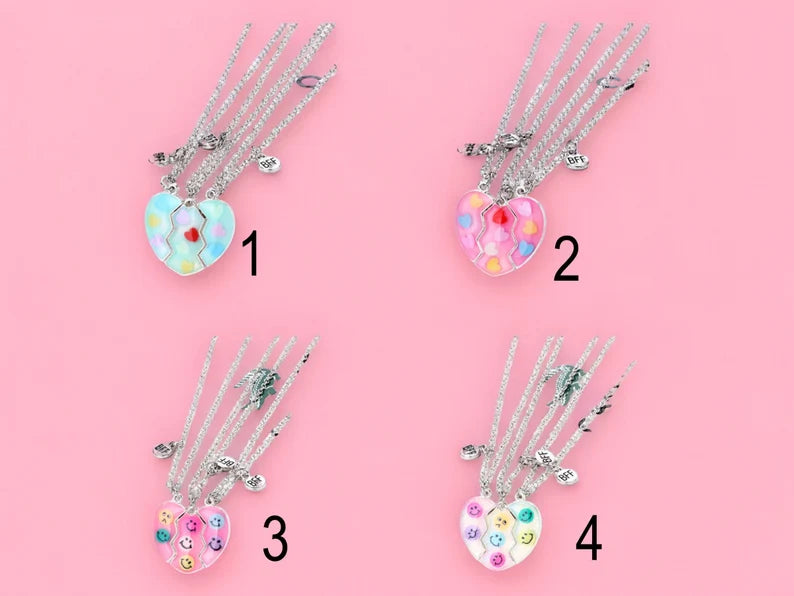 Lot de 3 Colliers D'amitié Aimantés - Coeur Paillettes Smiley - BFF - Best Friends Forever - Amitié - A Partager - Mignon