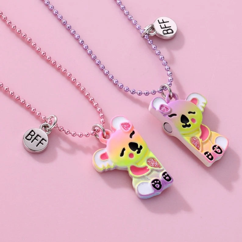 Lot de 2 Colliers D'amitié Aimanté - Koala - Couleur Bonbon - BFF - Best Friends Forever - Fantaisie - Pendentif Aimanté - Amitié