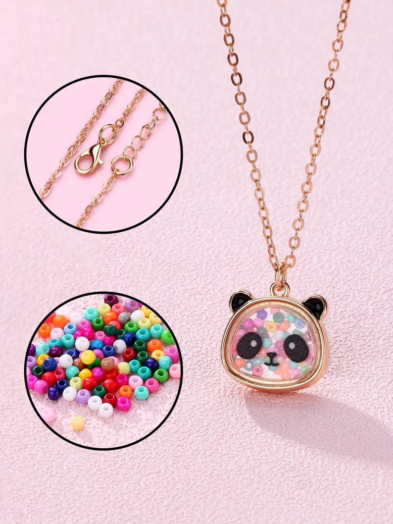 Collier Panda - Grenouille - Vache - Mignon - Pendentif intérieur Paillettes Etoile Coeur Perles Phosphorescent