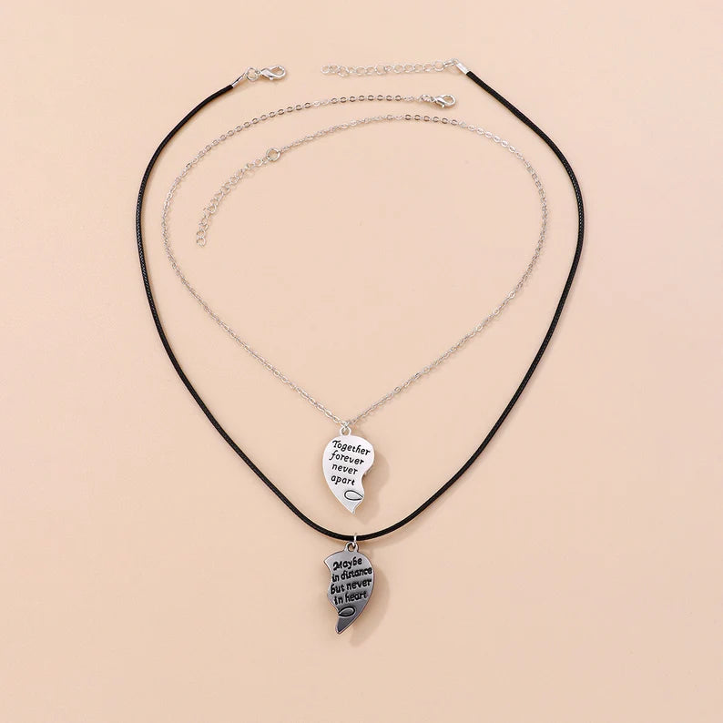 Set of 2 Friendship Necklaces Chains - Always Heart Set - BFF Best Friends Forever - Fantasy - Magnetic Pendant - Lovers Couple