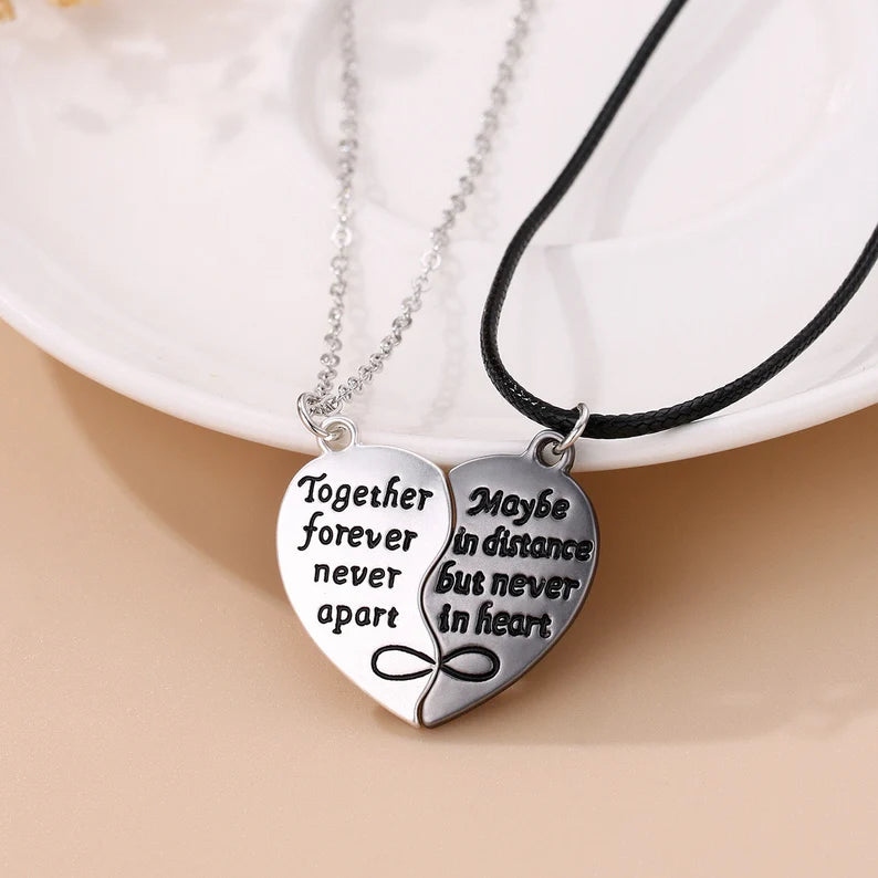 Set of 2 Friendship Necklaces Chains - Always Heart Set - BFF Best Friends Forever - Fantasy - Magnetic Pendant - Lovers Couple