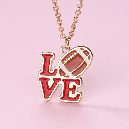 Collier Pendentif Love Ballon Football Américain - Chaine Doré