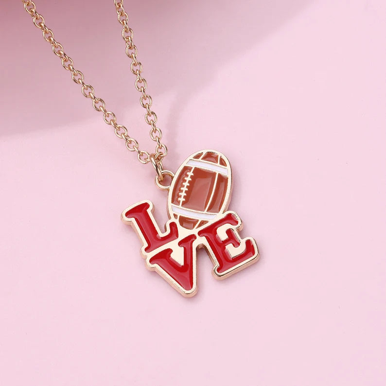Collier Pendentif Love Ballon Football Américain - Chaine Doré