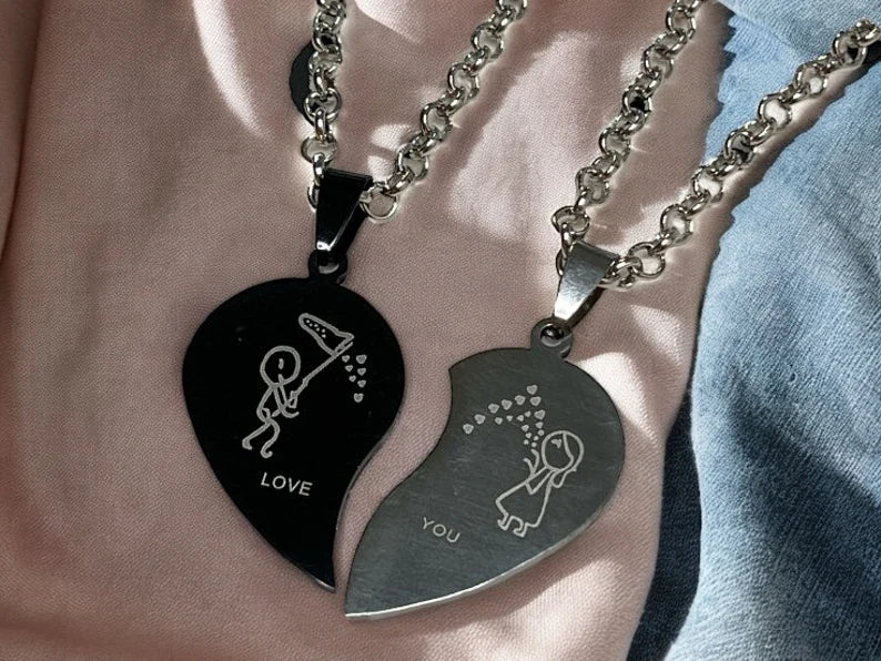 Lot de 2 Colliers D'amitié Couple Amoureux - Coeur - BFF - Best Friends Forever - Amitié - Mignon