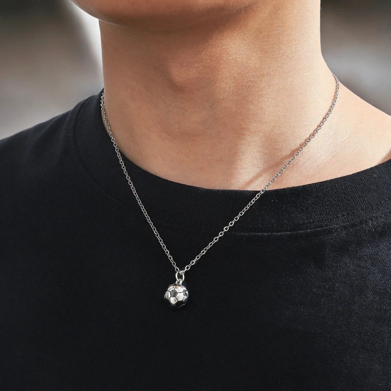 Chaine Ballon Football Avec Carte dans Boîte Cadeau - A mon Fils Incroyable - Famille Parents Enfant Garçon - Acier Inoxydable - Pendentif Ballon Père Fils Mère