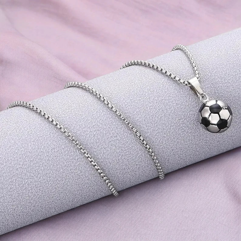 Chaine Ballon Football Avec Carte dans Boîte Cadeau - A mon Fils Incroyable - Famille Parents Enfant Garçon - Acier Inoxydable - Pendentif Ballon Père Fils Mère