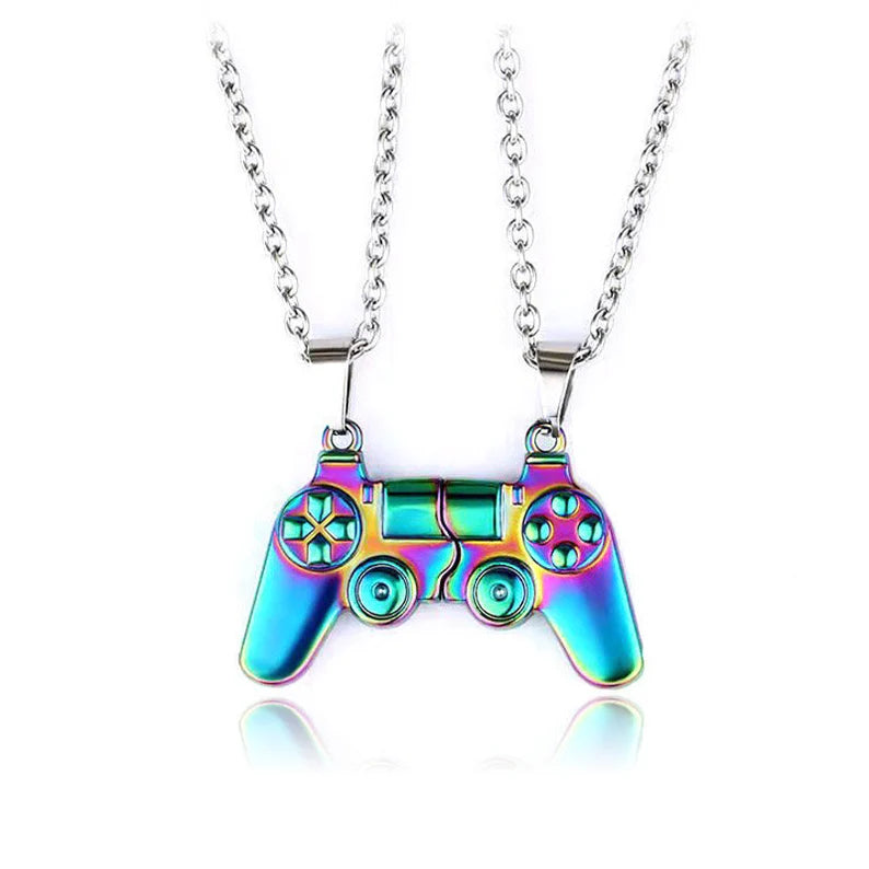 Set of 2 Friendship Necklace Chains - Game Console Controller - BFF Best Friends Forever - Fantasy - Magnetic Pendant - Couple Lovers