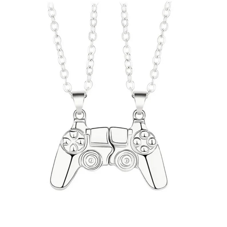 Set of 2 Friendship Necklace Chains - Game Console Controller - BFF Best Friends Forever - Fantasy - Magnetic Pendant - Couple Lovers