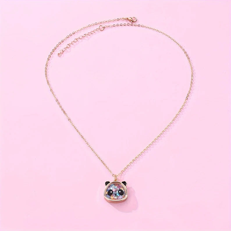 Collier Panda - Grenouille - Vache - Mignon - Pendentif intérieur Paillettes Etoile Coeur Perles Phosphorescent