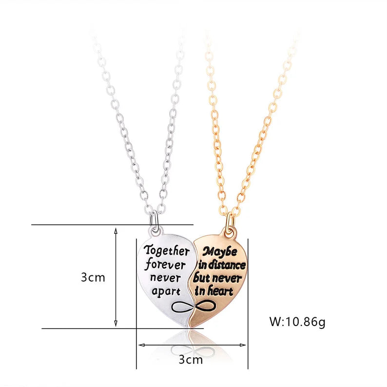 Set of 2 Friendship Necklaces Chains - Always Heart Set - BFF Best Friends Forever - Fantasy - Magnetic Pendant - Lovers Couple