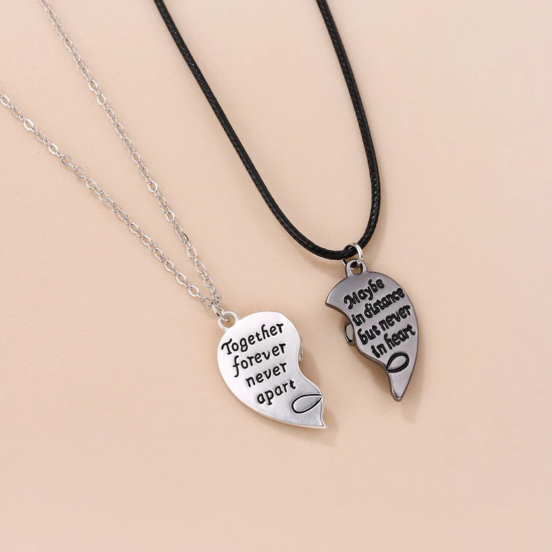 Set of 2 Friendship Necklaces Chains - Always Heart Set - BFF Best Friends Forever - Fantasy - Magnetic Pendant - Lovers Couple