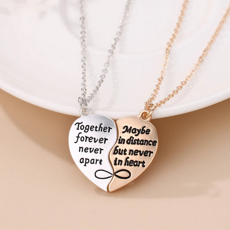 Set of 2 Friendship Necklaces Chains - Always Heart Set - BFF Best Friends Forever - Fantasy - Magnetic Pendant - Lovers Couple