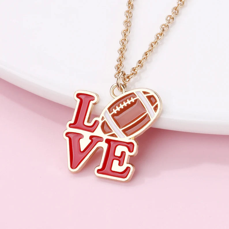 Collier Pendentif Love Ballon Football Américain - Chaine Doré