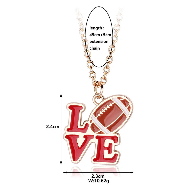 Collier Pendentif Love Ballon Football Américain - Chaine Doré