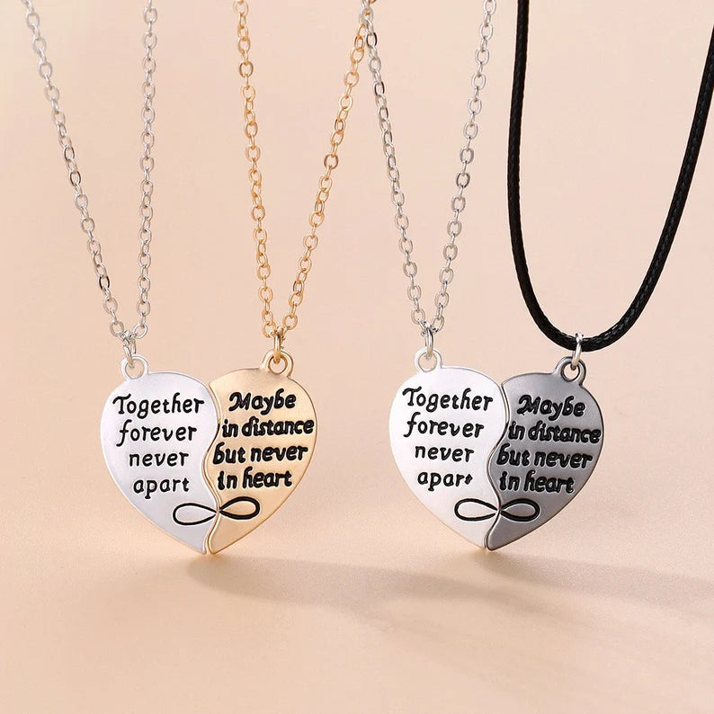 Set of 2 Friendship Necklaces Chains - Always Heart Set - BFF Best Friends Forever - Fantasy - Magnetic Pendant - Lovers Couple