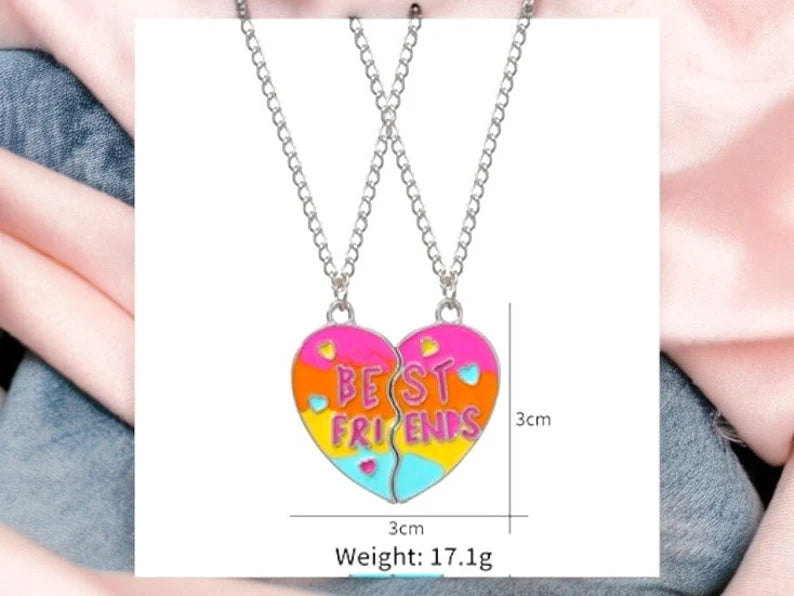 Lot de 2 Colliers D'amitié Aimanté - Coeur - BFF - Best Friends Forever - Amitié - Mignon - À Partager