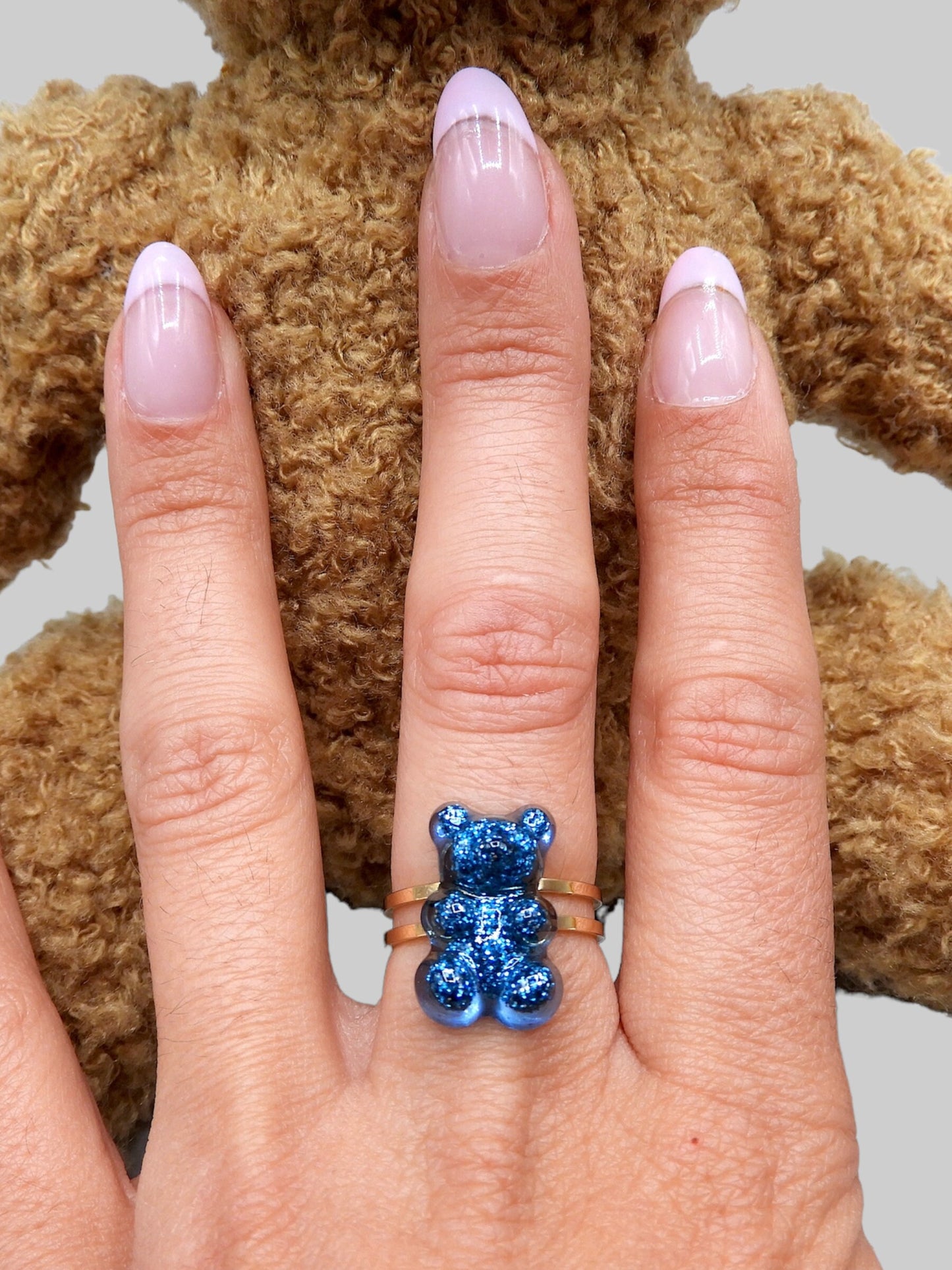 Bague Ourson Métallisé - Taille Ajustable pour Adulte - Acier Inoxydable Doré