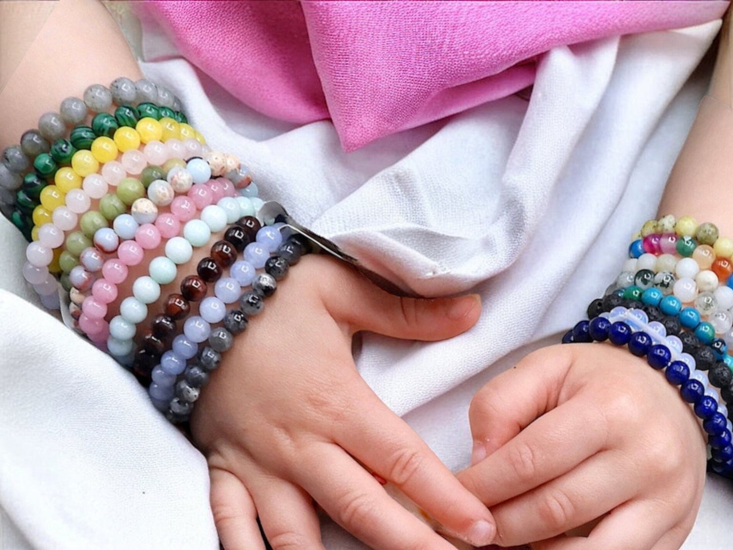 Bracelet en Pierre Naturelle - Taille Enfant - Âge Compris entre 5 et 12 ans - 70 Choix de Pierre
