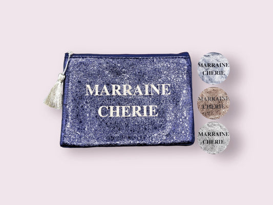 Pochette Trousse - Ma marraine chérie - Faux Cuir - Cadeau Naissance