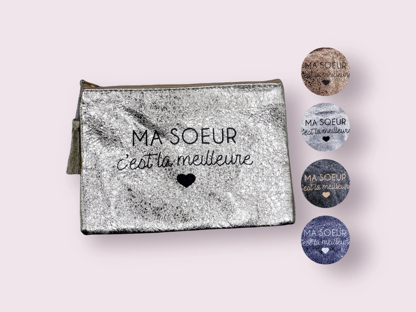 Pochette Maquillage Trousse de Toilette - Ma soeur c'est la meilleure - Faux Cuir - Cadeau Naissance - Layette - Soeur