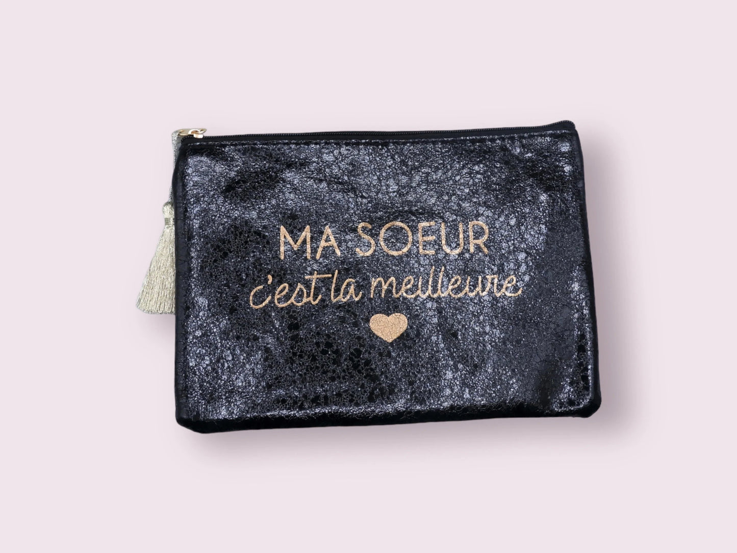 Pochette Maquillage Trousse de Toilette - Ma soeur c'est la meilleure - Faux Cuir - Cadeau Naissance - Layette - Soeur