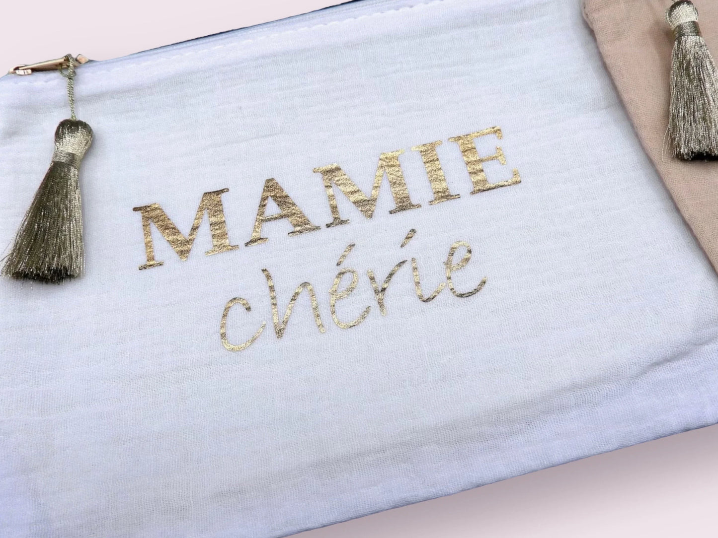 Pochette Maquillage - Trousse de Toilette - Mamie chérie - Cadeau Naissance - Mamie Grand-Mère Grand Parents Layette