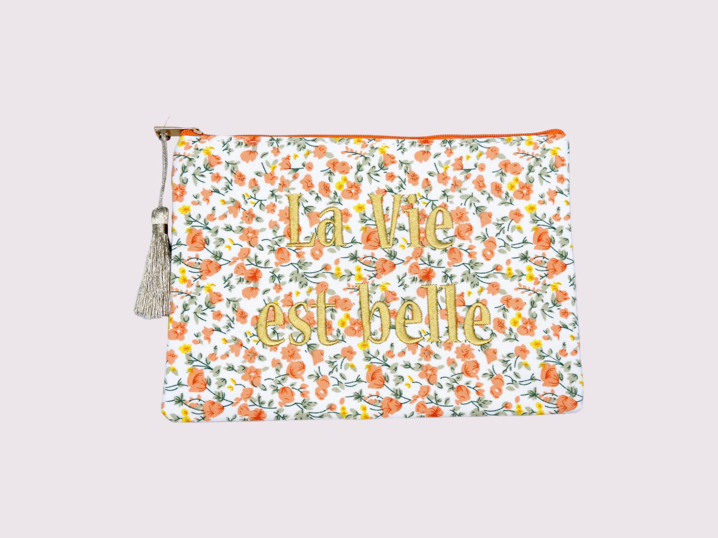 Pochette Maquillage - Trousse de Toilette - La Vie est Belle - Fleurie - Printemps - Cadeau Naissance - Layette