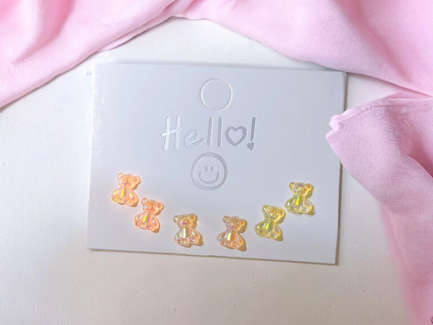 Lot de 3 Mini Boucles D’oreilles -   Bonbon Ourson Haribo - Mignon - Résine