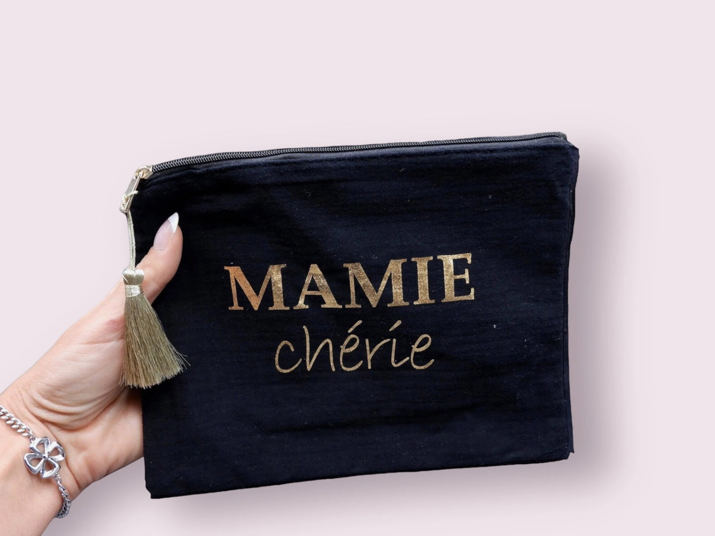 Pochette Maquillage - Trousse de Toilette - Mamie chérie - Cadeau Naissance - Mamie Grand-Mère Grand Parents Layette