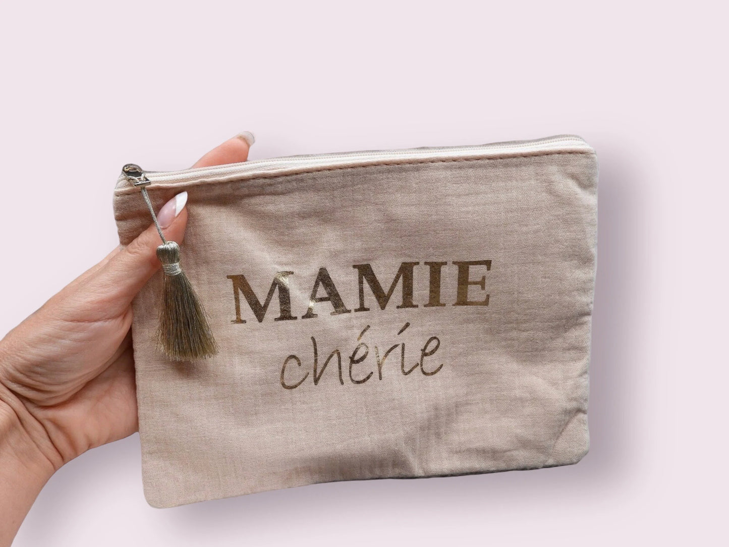 Pochette Maquillage - Trousse de Toilette - Mamie chérie - Cadeau Naissance - Mamie Grand-Mère Grand Parents Layette
