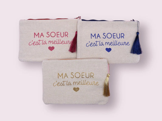 Pochette Trousse - Ma soeur c'est la meilleure - Cadeau Naissance