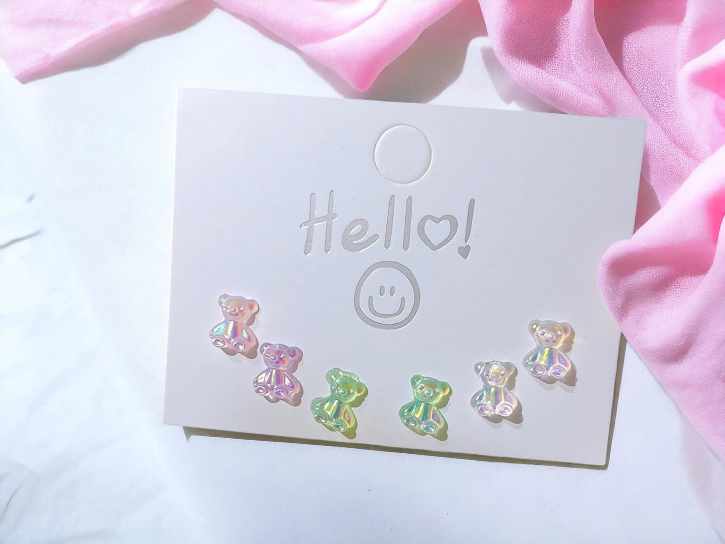 Lot de 3 Mini Boucles D’oreilles -   Bonbon Ourson Haribo - Mignon - Résine