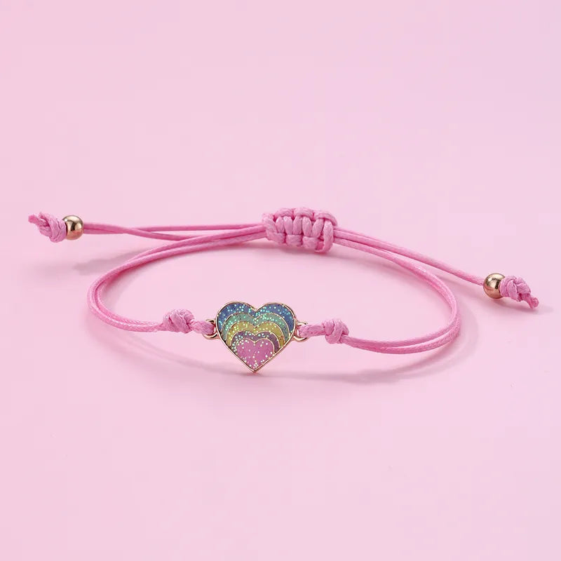 Lot de 3 Bracelets Cordon Réglable avec Carte - Licorne Etoile Filante Coeur Multicouleurs Pastel - Mignon