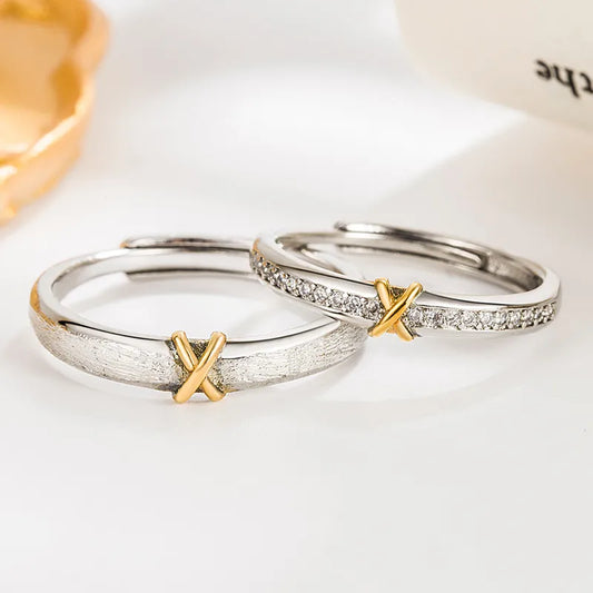 Lot de 2 Anneaux Réglable pour Adultes - Bagues - Noeuds - BFF - Best Friends Forever - Couple Amoureux Amitié - Argent 925