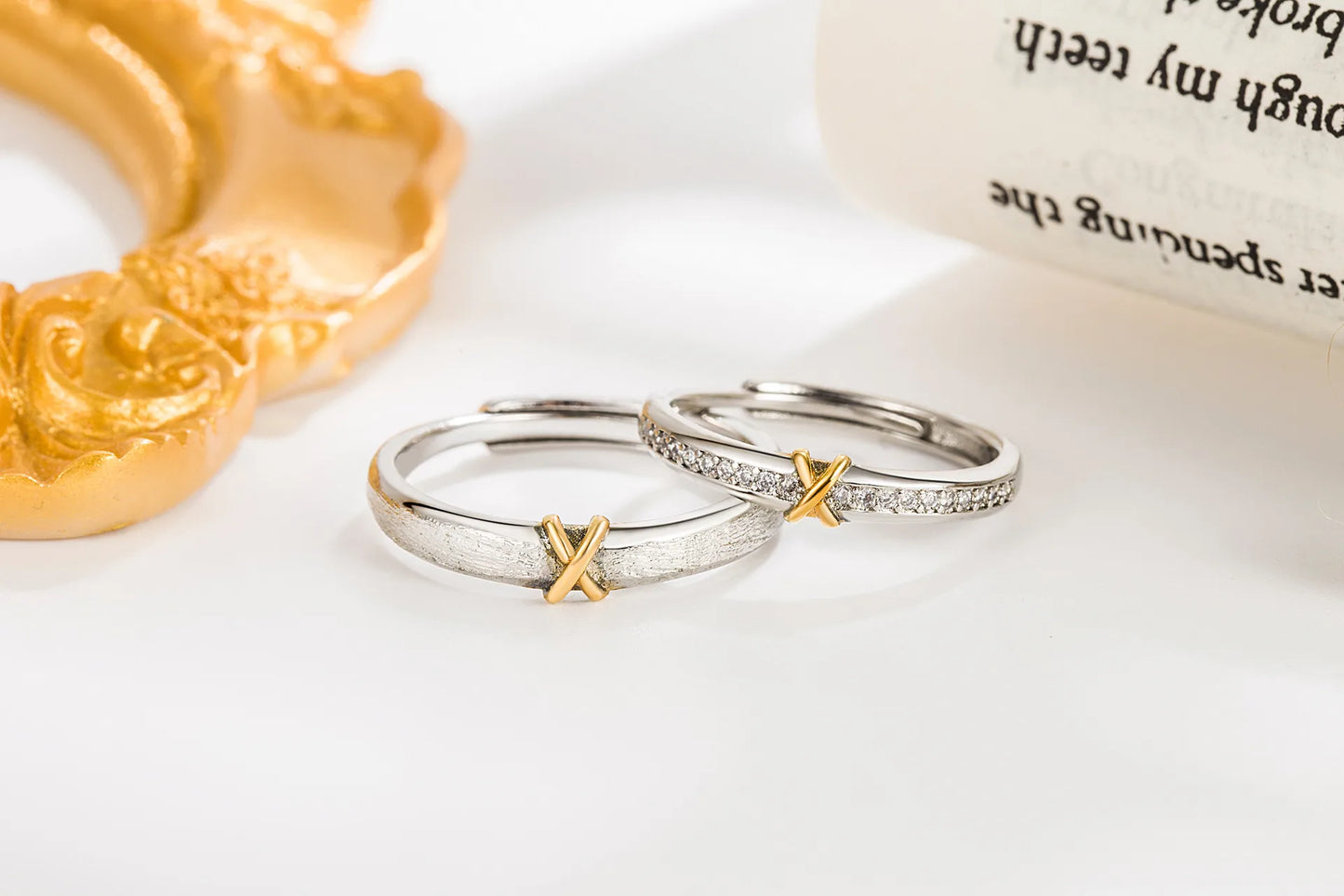 Lot de 2 Anneaux Réglable pour Adultes - Bagues - Noeuds - BFF - Best Friends Forever - Couple Amoureux Amitié - Argent 925