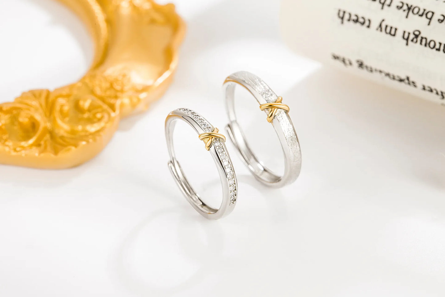 Lot de 2 Anneaux Réglable pour Adultes - Bagues - Noeuds - BFF - Best Friends Forever - Couple Amoureux Amitié - Argent 925