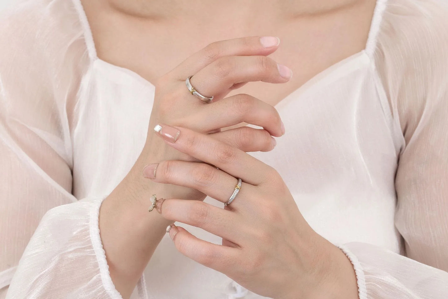 Lot de 2 Anneaux Réglable pour Adultes - Bagues - Noeuds - BFF - Best Friends Forever - Couple Amoureux Amitié - Argent 925