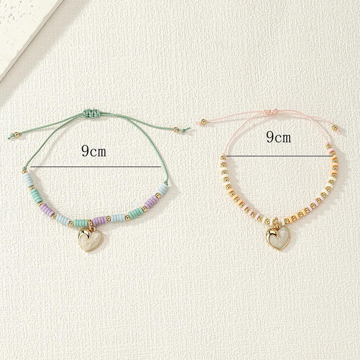 Lot de 2 Bracelets D'amitié Cordon Réglable - Coeur Nacré - BFF - Best Friends Forever - Amitié - Fantaisie