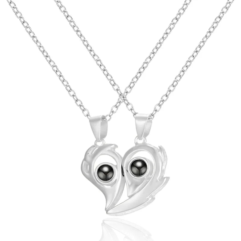 Lot de 2 Colliers D'amitié Aimanté -  Coeur - BFF - Best Friends Forever - Amoureux Couple Amitié -  Projection Message