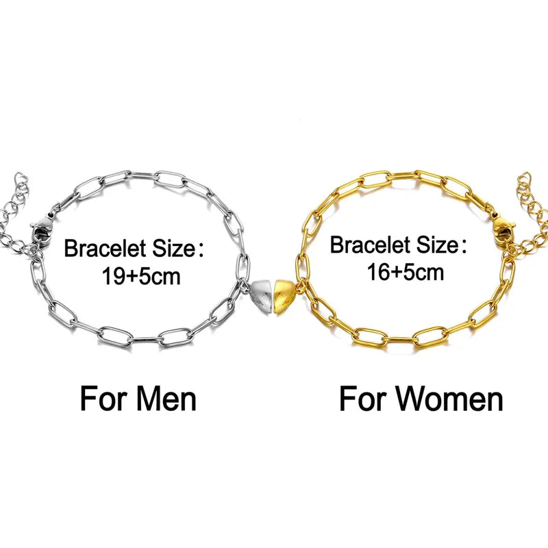 Lot de 2 Bracelets D'amitié Gourmettes - BFF - Best Friends Forever - Acier Inoxydable - Couple Amoureux Amitié - Pendentif Aimanté Coeur