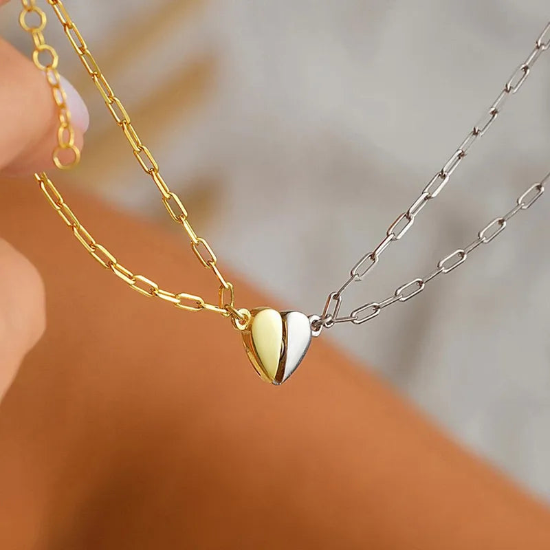 Lot de 2 Bracelets D'amitié Gourmettes - BFF - Best Friends Forever - Acier Inoxydable - Couple Amoureux Amitié - Pendentif Aimanté Coeur