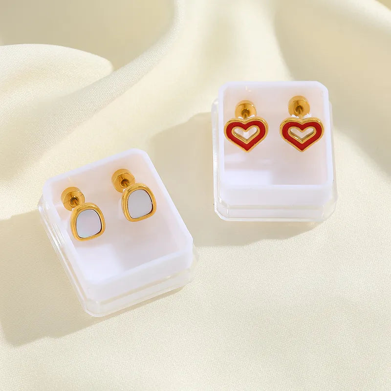 Boucles Oreilles - Coeur Geometrie - Acier Inoxydable 304 Plaqué Or 18K - Clous d'oreilles (Copie)