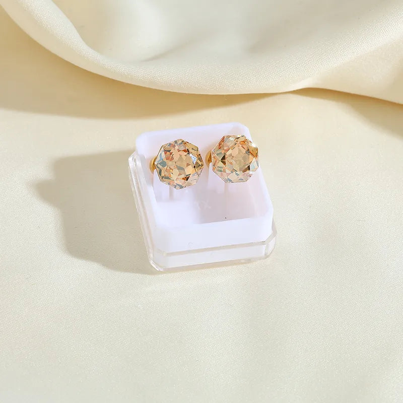 Boucles Oreilles - Diamant Couleurs 8mm - Acier Inoxydable 304 Plaqué Or 18K - Clous d'oreilles
