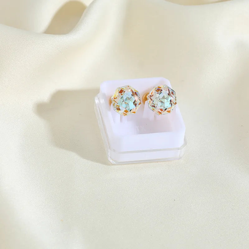 Boucles Oreilles - Diamant Couleurs 8mm - Acier Inoxydable 304 Plaqué Or 18K - Clous d'oreilles