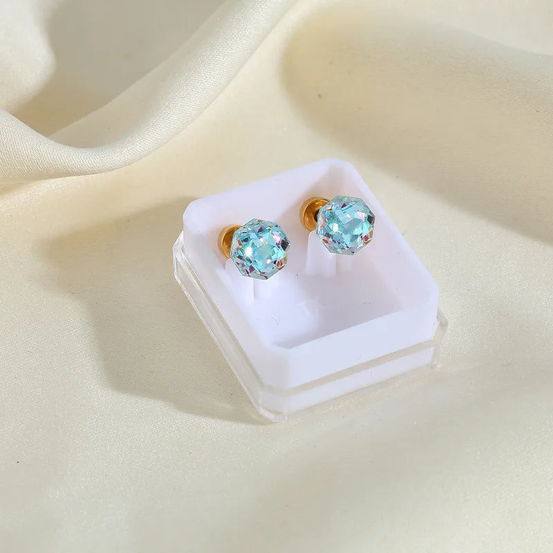 Boucles Oreilles - Diamant Couleurs 6mm - Acier Inoxydable 304 Plaqué Or 18K - Clous d'oreilles