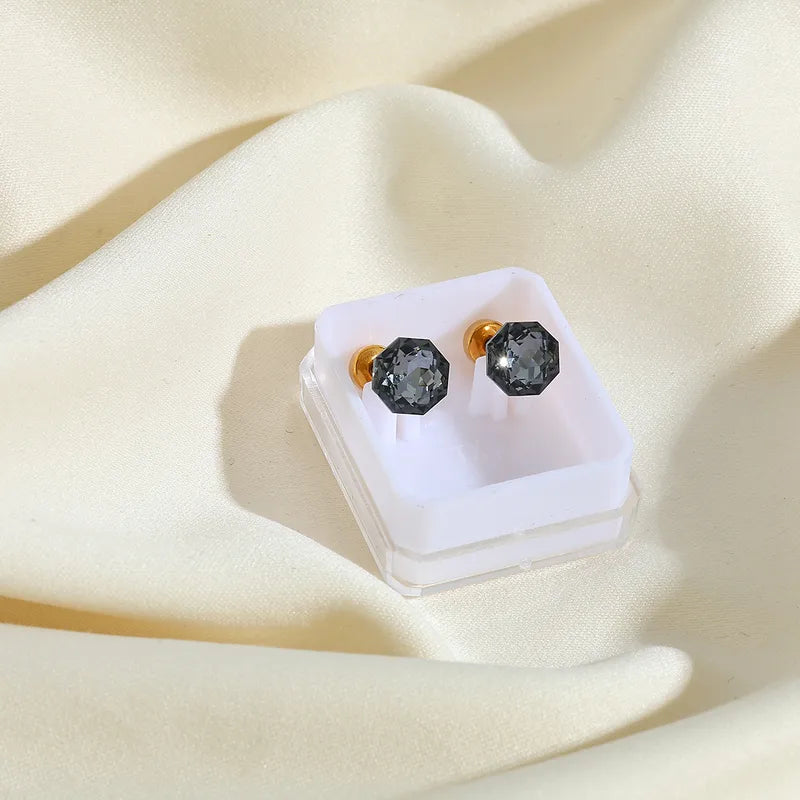 Boucles Oreilles - Diamant Couleurs 6mm - Acier Inoxydable 304 Plaqué Or 18K - Clous d'oreilles